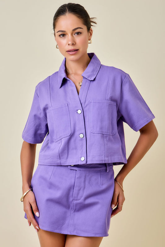 Mulkey Boxy Top- Purple