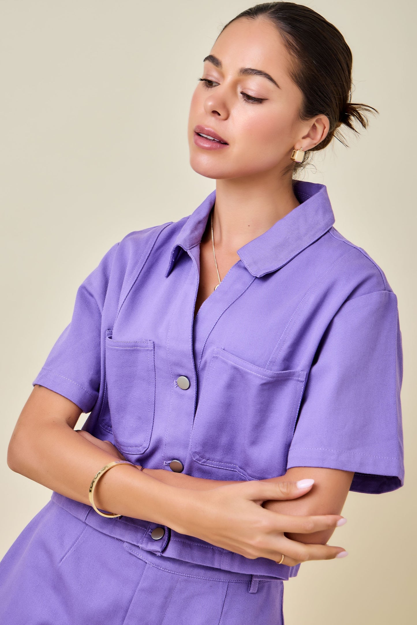 Mulkey Boxy Top- Purple