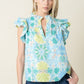 Erica Floral Ruffle Sleeve Blouse