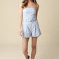 Kaya Strapless Belted Romper- Sky