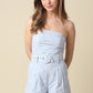 Kaya Strapless Belted Romper- Sky