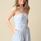Kaya Strapless Belted Romper- Sky