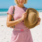 Nicole Striped Ribbed Tee- Pink/Rose