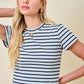 Nicole Striped Ribbed Tee- Navy/Blue