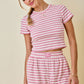 Nicole Striped Ribbed Tee- Pink/Rose