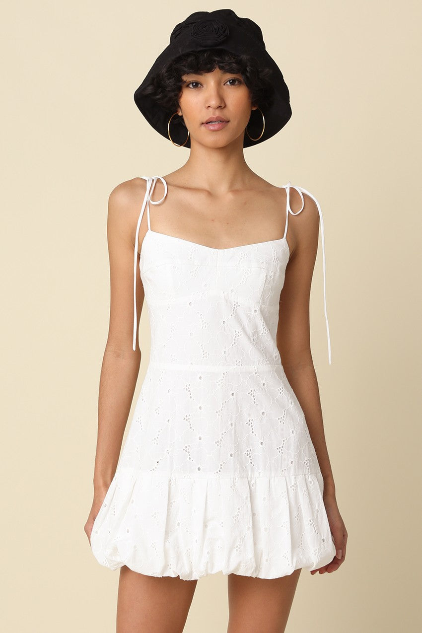 Charis Mini Bubble Dress- White