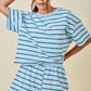 Teva Striped Boxy Top- Baby Blue/Hunter Green