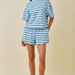 Teva Striped Boxy Top- Baby Blue/Hunter Green