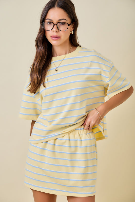 Teva Striped Boxy Top- Yellow/Baby Blue