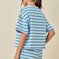 Teva Striped Boxy Top- Baby Blue/Hunter Green