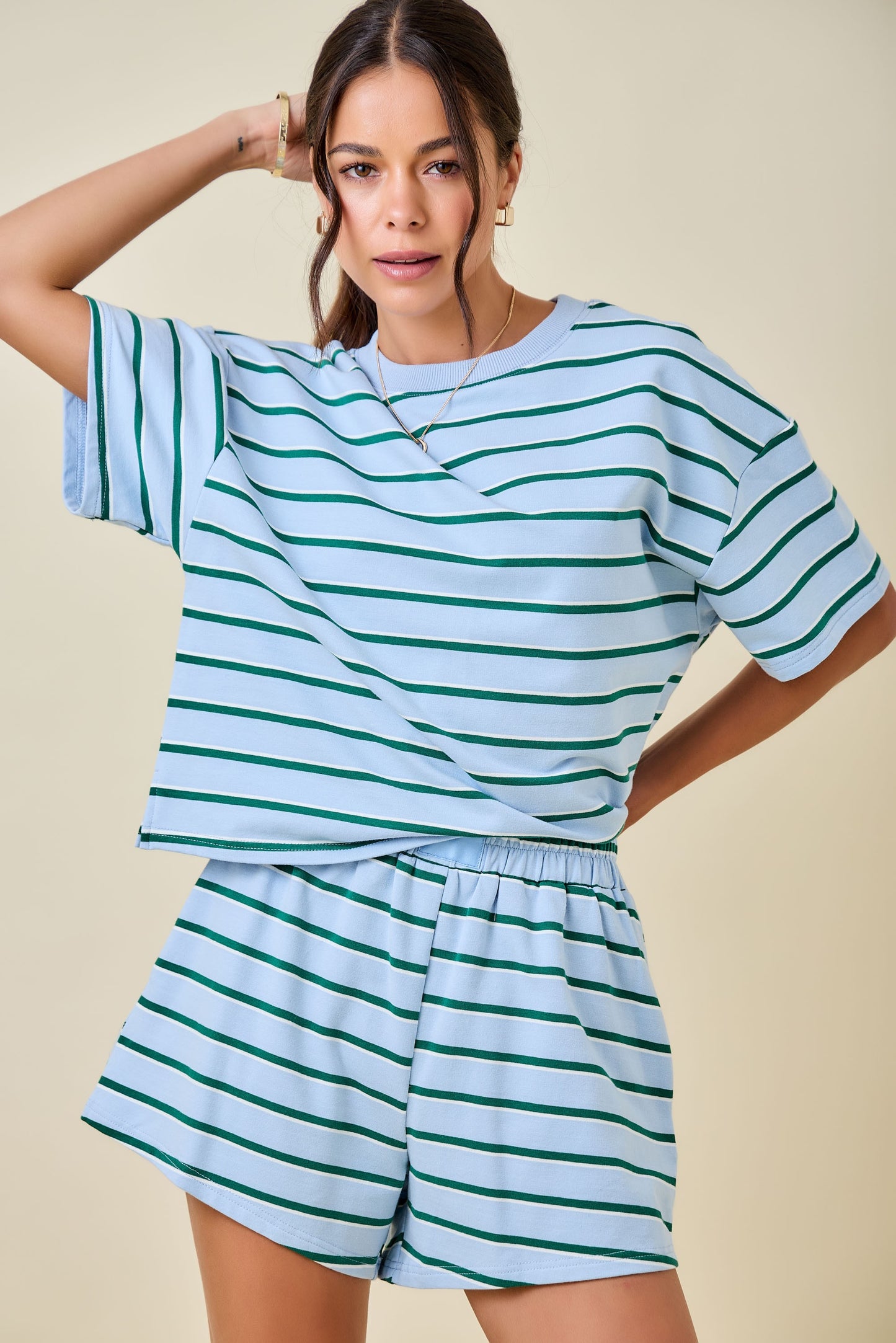 Teva Striped Skort- Baby Blue/Green
