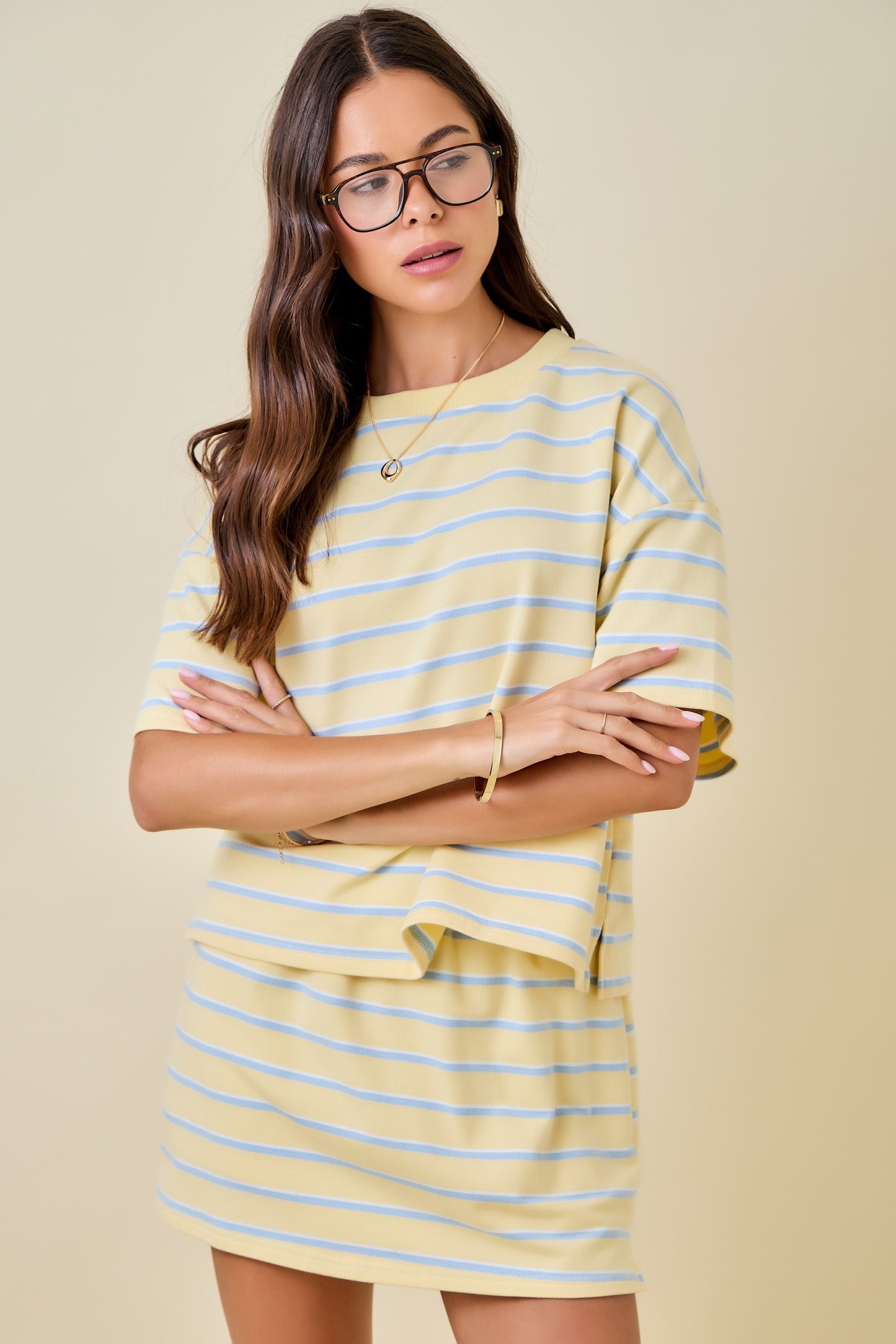Teva Striped Skort- Yellow/Baby Blue
