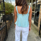 Doha Eyelet Flowy Tank- Blue