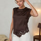 Meaux Mixed Lace Top- Brown