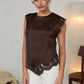 Meaux Mixed Lace Top- Brown