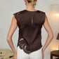 Meaux Mixed Lace Top- Brown