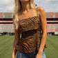 Tiger Cami Panel Tank- Brown/Black