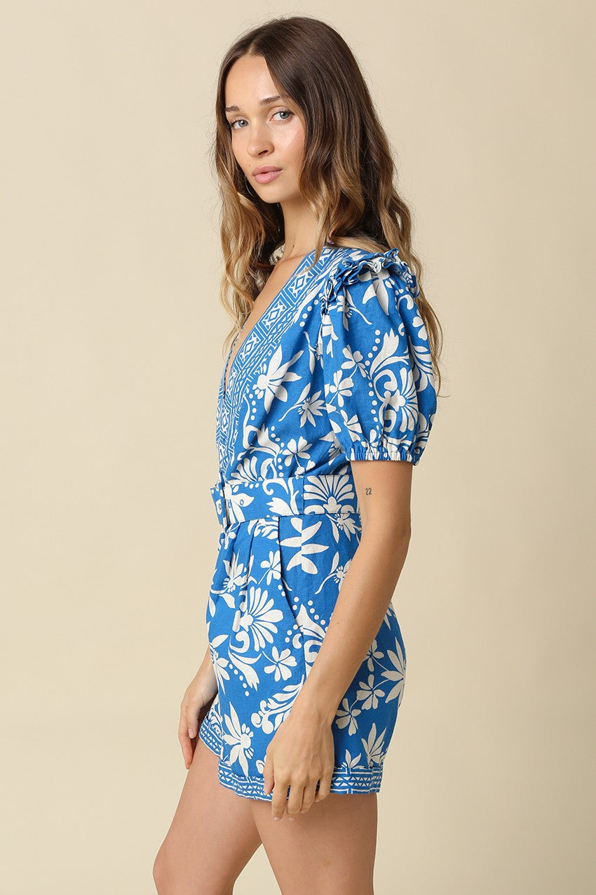 Amara Floral Puff Sleeve Romper