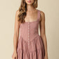 Tina Striped Romper-  Brown/Pink