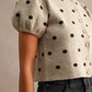 Pepita Puff Sleeve Cardigan- Taupe