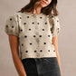 Pepita Puff Sleeve Cardigan- Taupe