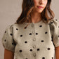 Pepita Puff Sleeve Cardigan- Taupe