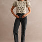 Pepita Puff Sleeve Cardigan- Taupe