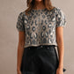 Pepita Puff Sleeve Cardigan-Leopard