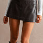Crocodile Faux Leather Mini Skort- Brown