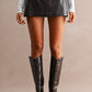 Crocodile Faux Leather Mini Skort- Brown