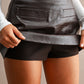 Crocodile Faux Leather Mini Skort- Brown