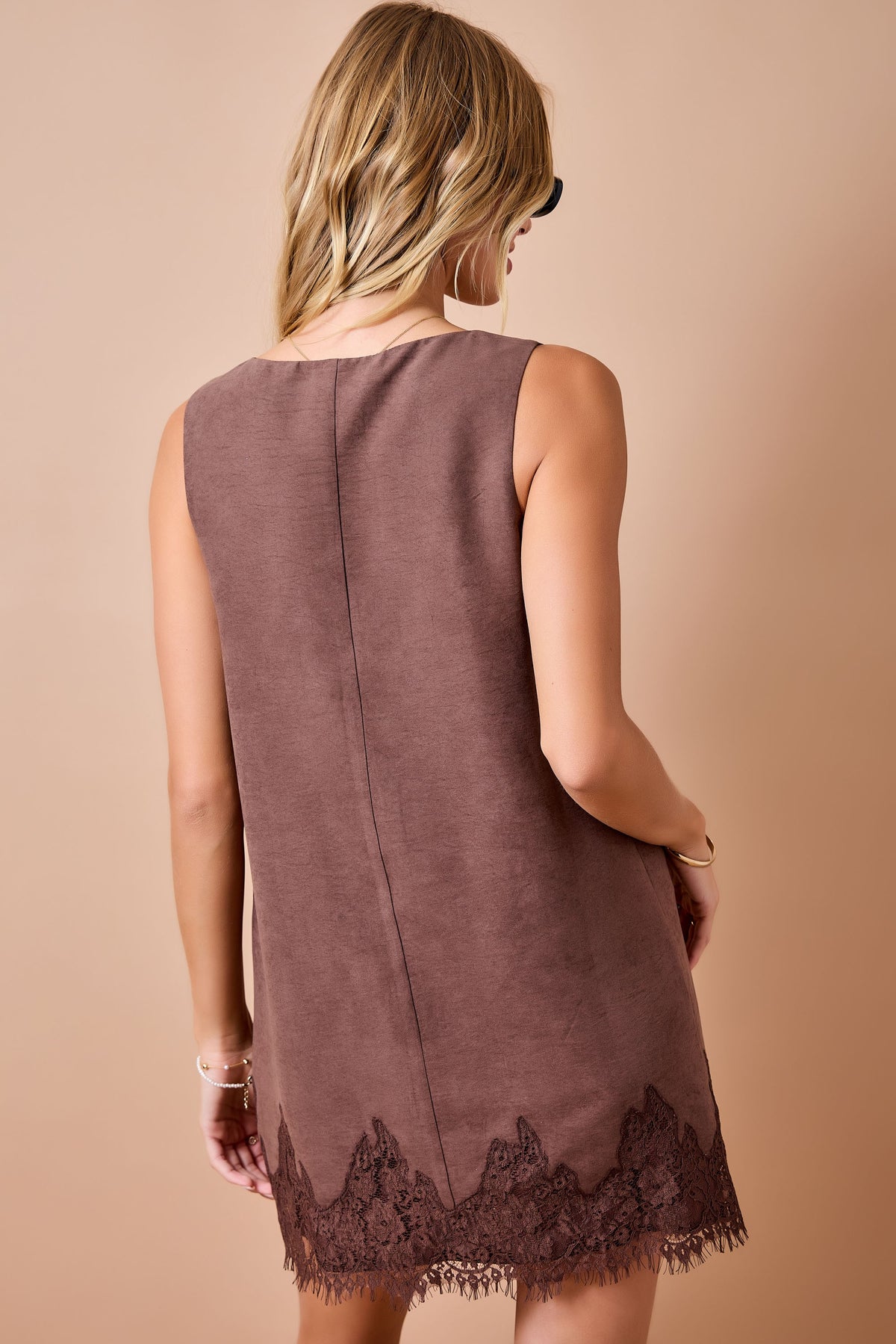 Lacey Suede Dress- Brown
