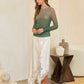 Embellished Mesh Top- Ombre Green