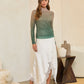 Embellished Mesh Top- Ombre Green