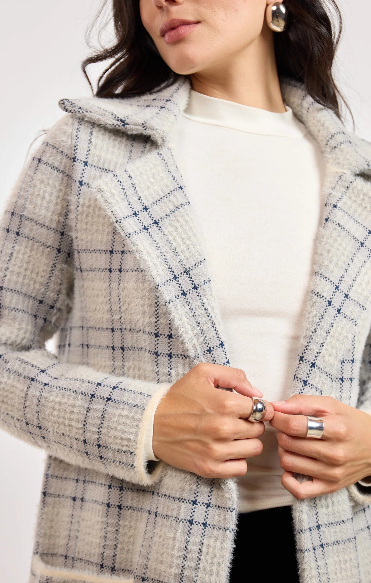 Marlo Plaid Coat- Ivory Multi