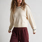 Chunky Cropped Crew Neck Sweater- Cream