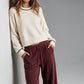 Chunky Cropped Crew Neck Sweater- Cream