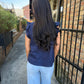 Heidi Linen Top-Navy