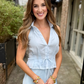 Nancy Collared Halter- Light Blue