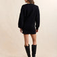 On A Stroll Crew Dolman Top- Black
