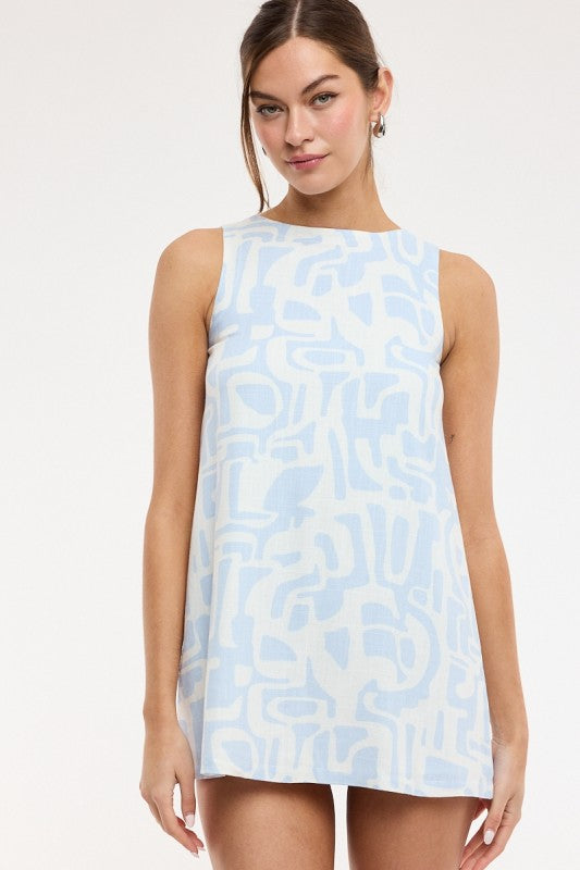 Pastel Dolmen Mini Dress- Blue