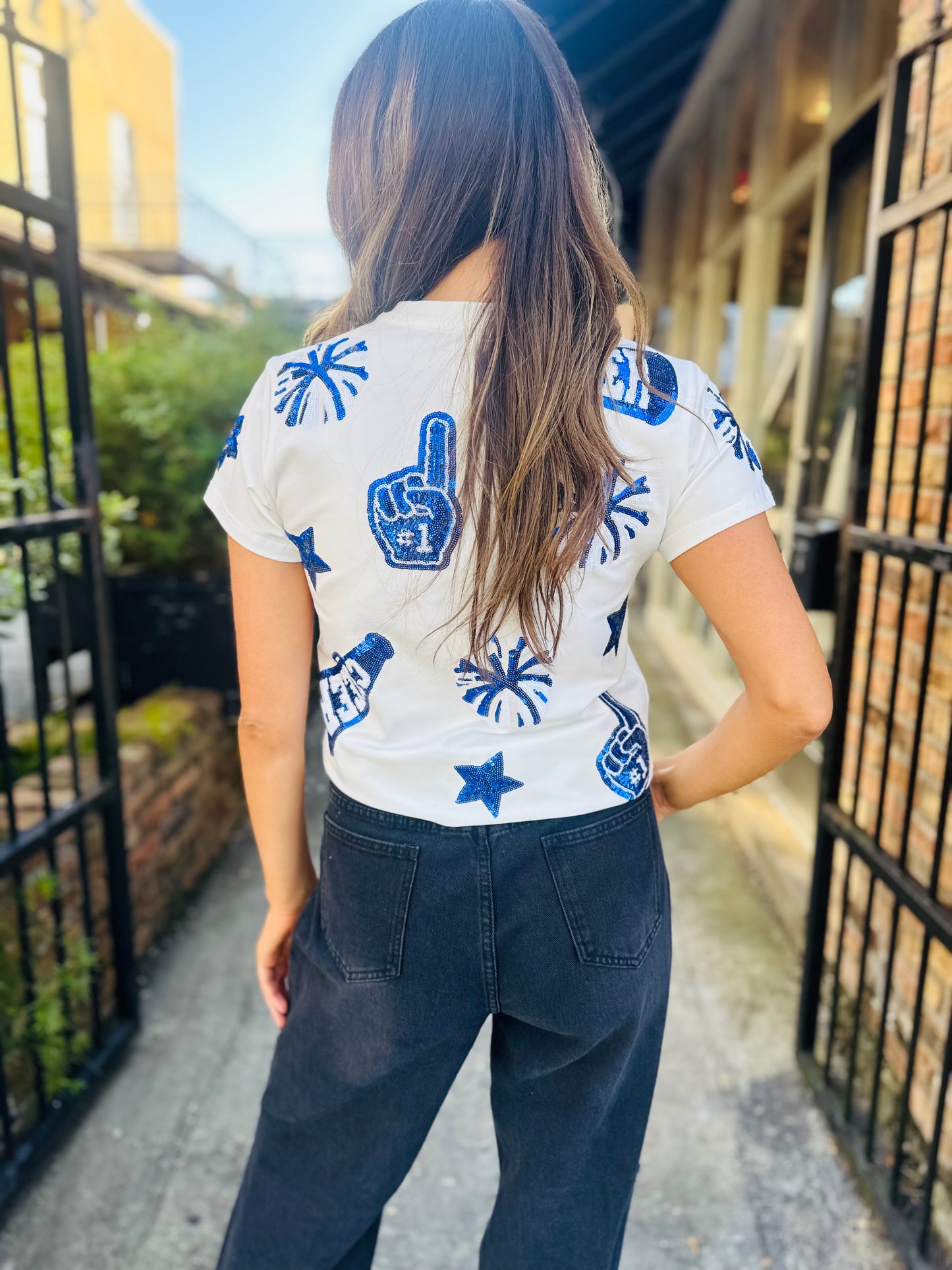 Cheer Top- Blue & White