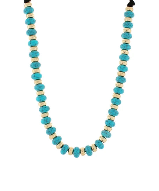 Raven Rondelle Bead Necklace SET- Turquoise