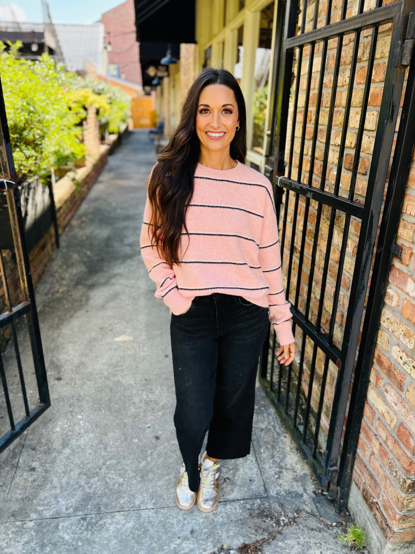 Specht Striped Crewneck Sweater- Pink