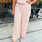 Fast Lane Wide Leg Pants- Blush