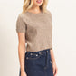 Embellished Cable Knit Sweater- Mocha