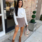 Houndstooth Plaid Mini Skort- Brown/Blue