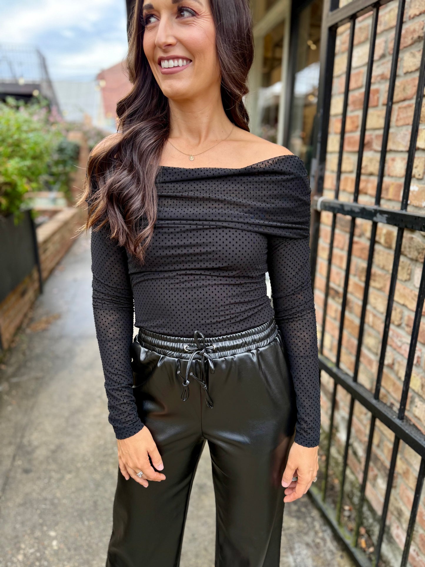 Z Supply Whimsy Off the Shoulder Mesh Top- Black