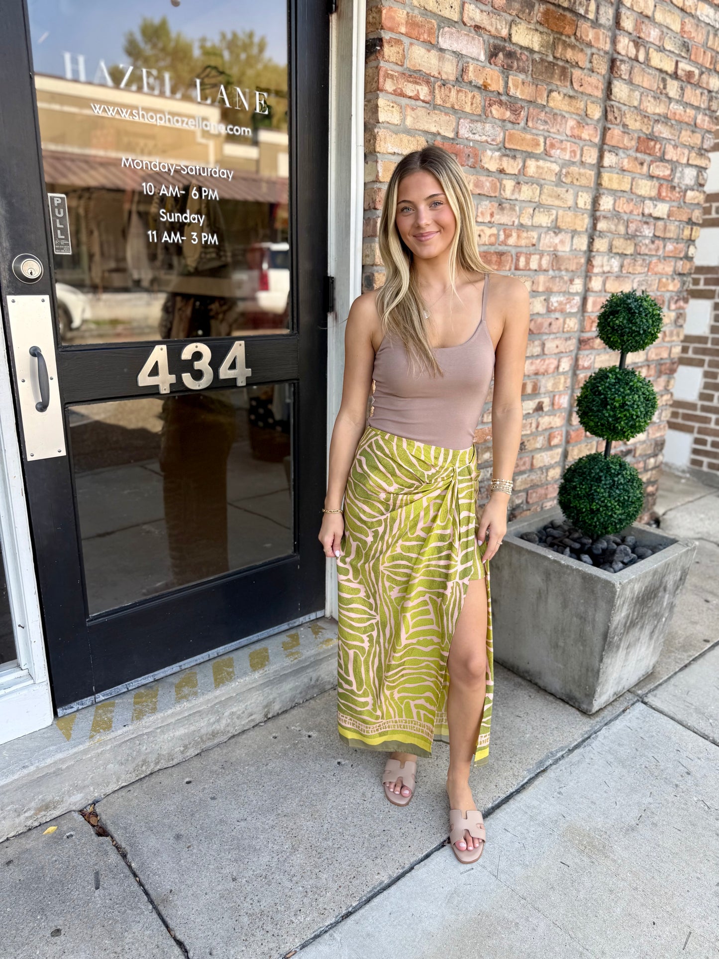 Lara Faux Wrap Skirt- Green