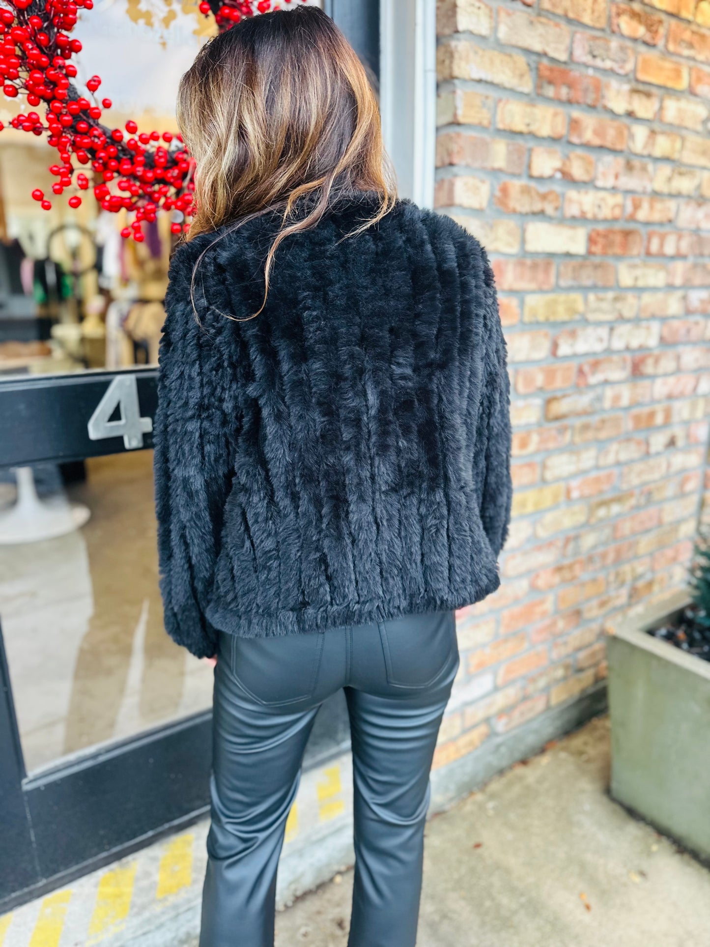 Liliana Faux Fur Jacket- Black